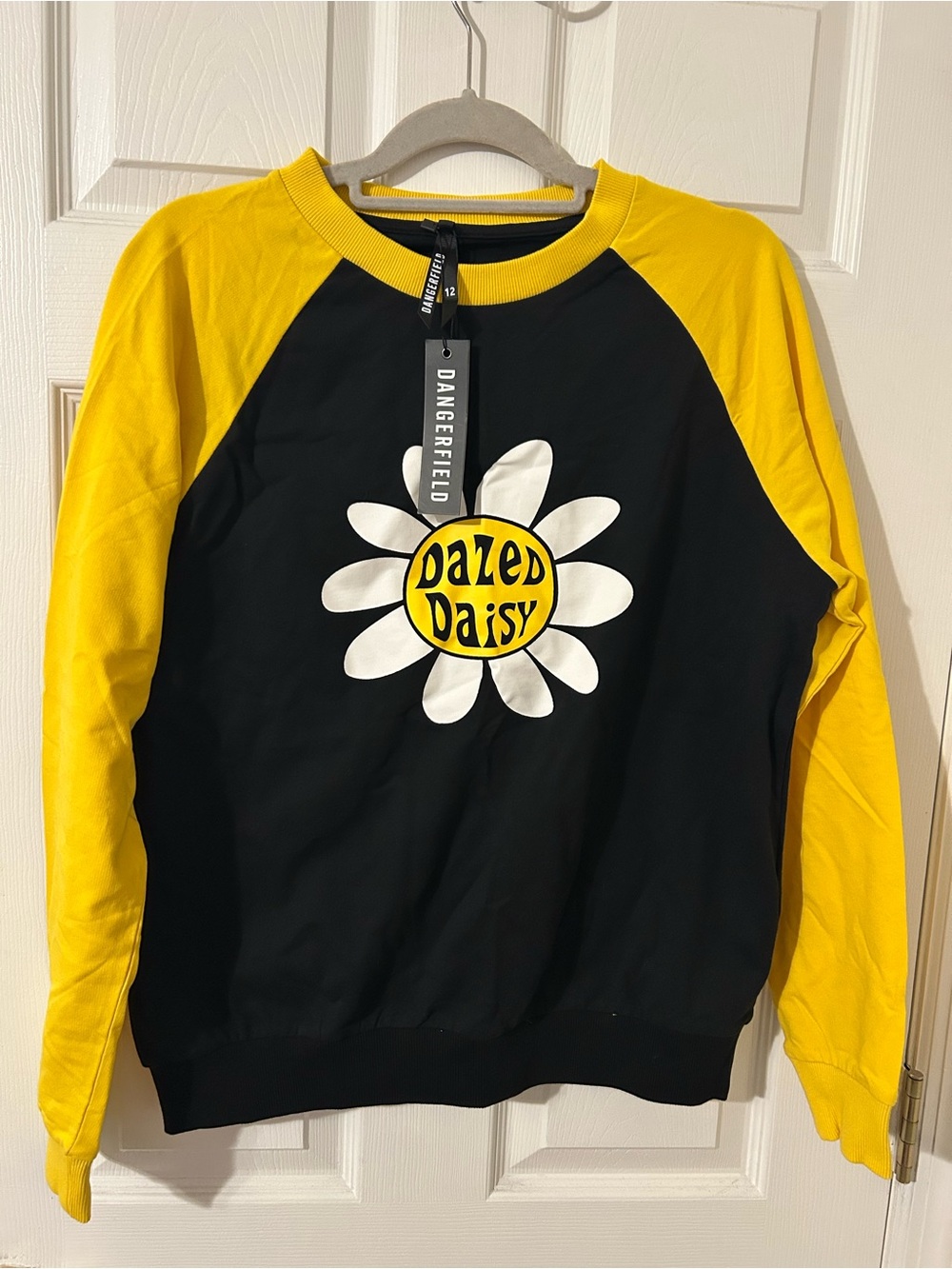 Dangerfield Black and Yellow Dazed Daisy Crew Sweatshirt